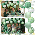 Panelee 12 Pcs Sage Green Eucalyptus Leaf Party Decorations Paper Lanterns 8 - Image 5