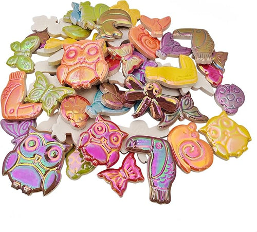 1.1lb Ceramic Mosaic Tiles, Mixed Colour Ceramic Mosaic Pieces by Unknown