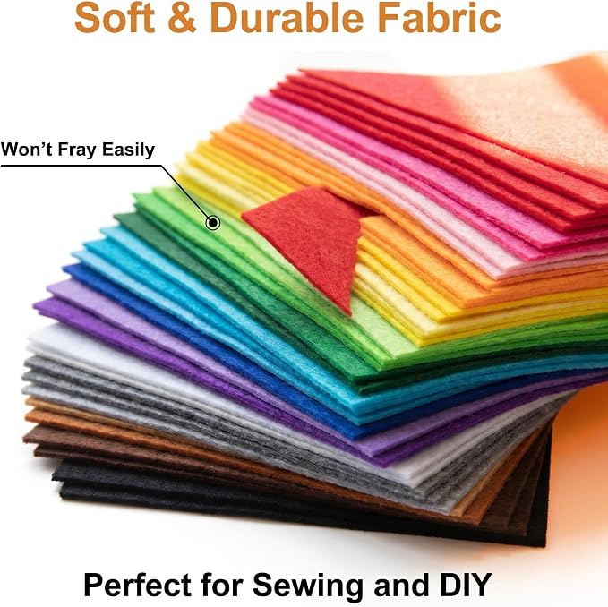 40 Pcs 6x6 Inch Colorful Craft Felt Sheets, Soft Thin Felt Fabric Squares - Image 4