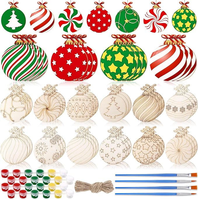 Cinnvoice 60 Pcs Wood Christmas Crafts by Cinnvoice