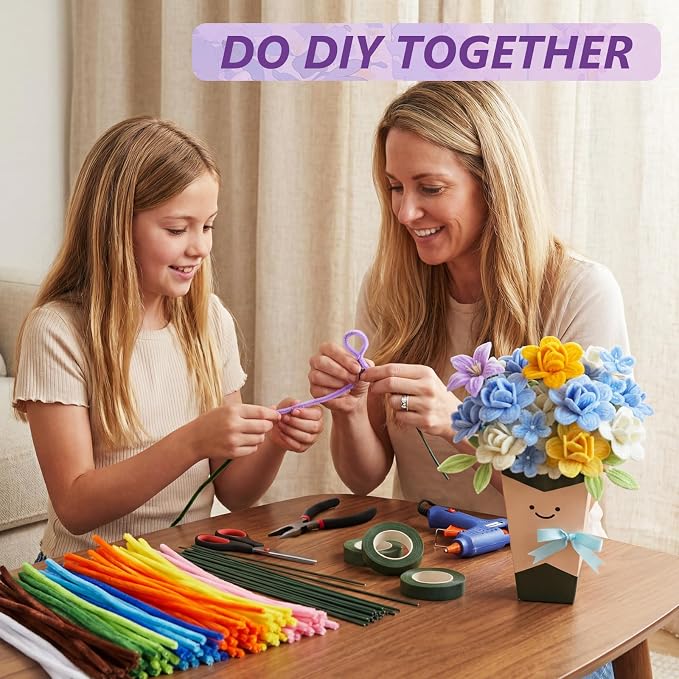 Cwczhi 3600 PCS Pipe Cleaner Flower Kit, 52 Colors Pipe Cleaners Craft | - Image 6