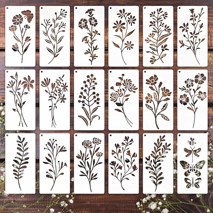 Flower Stencils for Painting, Floral Drawing Templates for Wood Wall Canvas by Felixcraft-DIYDreamscape