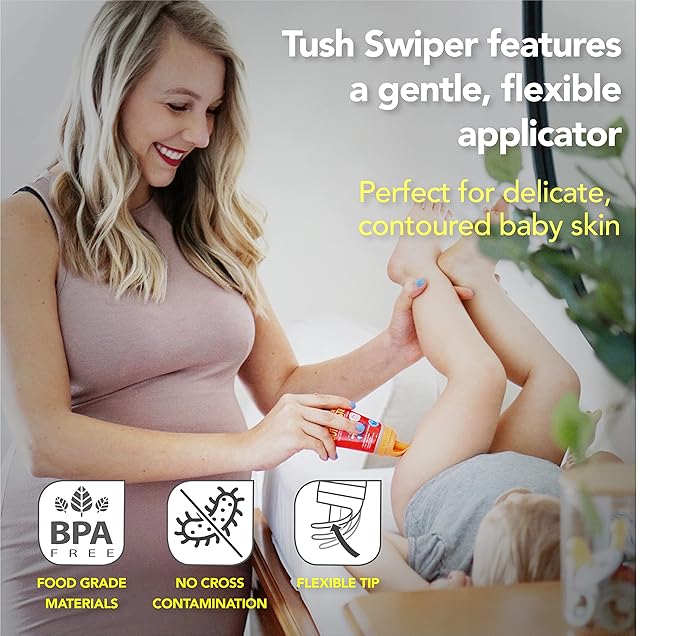 Eli & Ali Tush Swiper - Diaper Rash Cream & Butt Paste Applicator - Universal Fit for Most Diaper Creams | Mess-Free & Hygienic Alternative to Cream Spatula - Carry Less Baby Gear - Orange, 2 Pack
