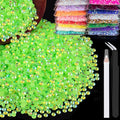 4000pcs 4mm Resin Rhinestones Bulk, Fluorescent Green AB Flatback Round Jelly by BELLEBOOST