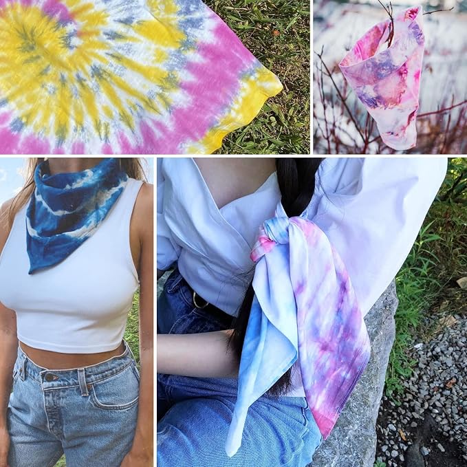 White Bandana for Tie Dye Party Supplies Plain Solid Cotton Large Headband Head - Image 8