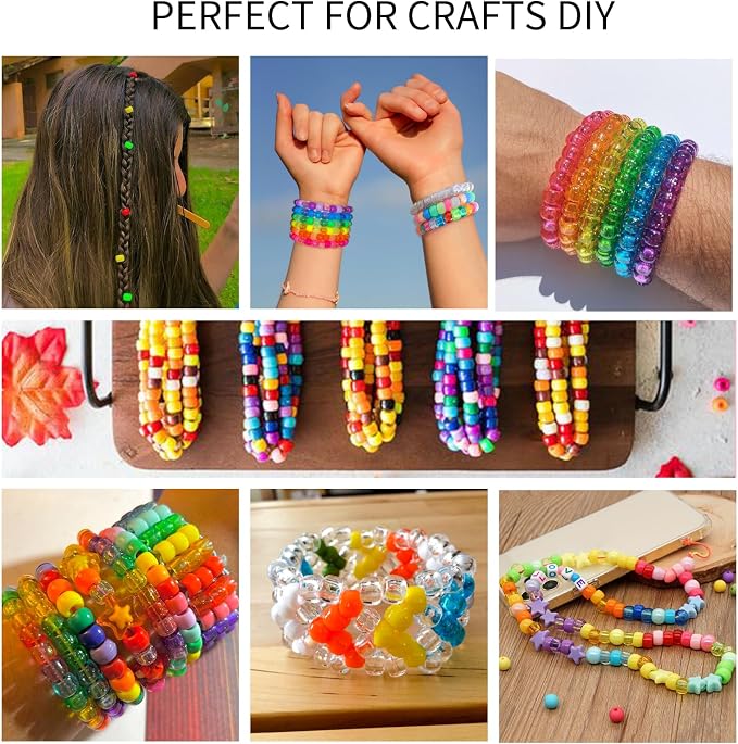 Pastel Pony Beads 1000+pcs Acrylic Kandi Beads Refill Plastic Pony Bead - Image 2