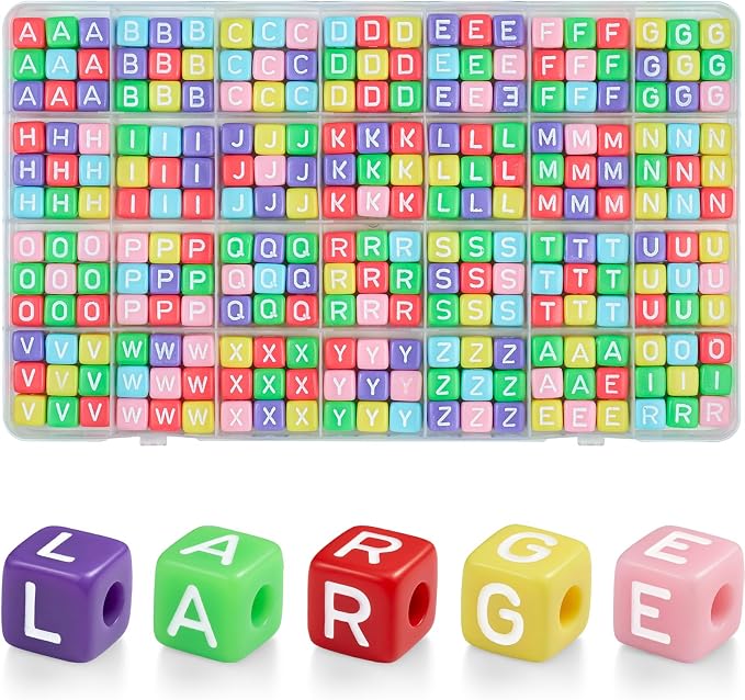 DoDoBeads 252 Pcs 10mm Chunky Square Colorful Letter Beads, Big Alphabet Beads by DoDoBeads