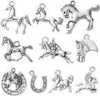DanLingJewelry 100Pcs 10 Styles Antique Silver Horse & Horseshoe Animal Charms by DanLingJewelry