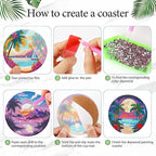 EWJRNSF 6 PCS Ocean Beach Diamond Art Coasters Kit - Image 3