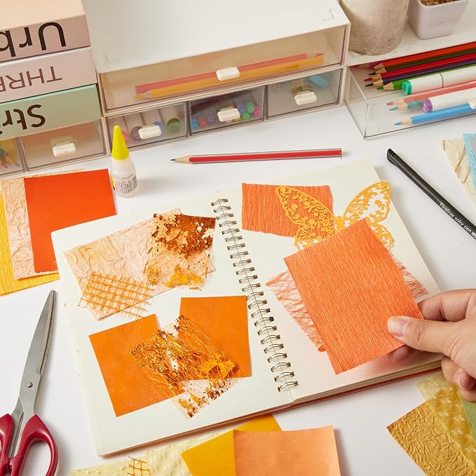 208 Sheets A7 Scrapbook Paper Kit, 12 Colors Mixed Textured Paper and Mesh - Image 5