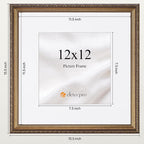 eletecpro 12x12 Vintage Picture Frame, Glass Cover, Bronze Gold, Wall Mount - Image 3