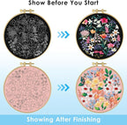ERKOON Embroidery Kit for Beginners Adult, 2 Set Floral Cross Stitch Set - Image 4