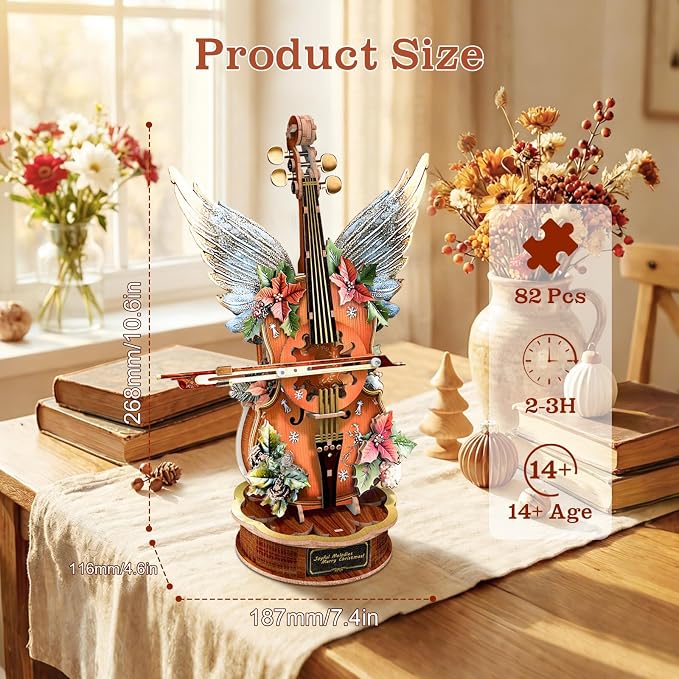 3D Puzzles for Adults, Wooden Model Kits-Music Box, DIY Mechanical Musical - Image 2