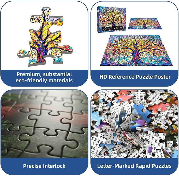Tree of Life Mosaic Puzzles for Adults 1000 Pieces, Challenging Jigsaw Puzzles - Image 7