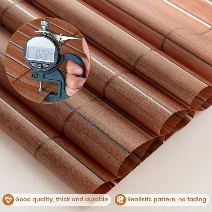 DKTIE Wooden Blinds Pattern Decorative Window Privacy Film, Sun Blocking Heat - Image 5