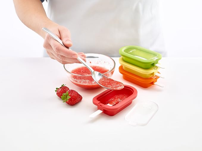 Lékué Set of 4 Stackable Popsicle Molds + Sticks & Lids | Homemade Freezer Ice - Image 5