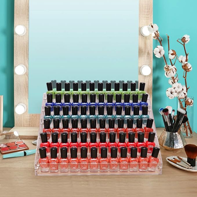 BTremary Clear Nail Polish Paint Organizer Holder Rack Shelf 6 Tier Acrylic - Image 5