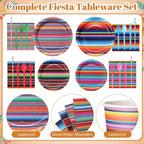 450 Pcs Mexican Serape Party Tableware Set Fiesta Decorations Taco Bar Paper - Image 3