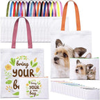 30-Pack Sublimation Blanks Tote Bags, 15 Canvas Tote & 15 Makeup Bags | by MAFYE