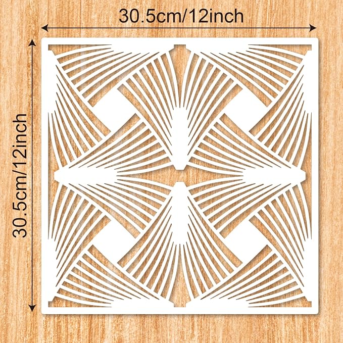 12 x 12 Inch Large Geometric Ginkgo Leaf Mandala Stencil Laser Cut Painting - Image 2