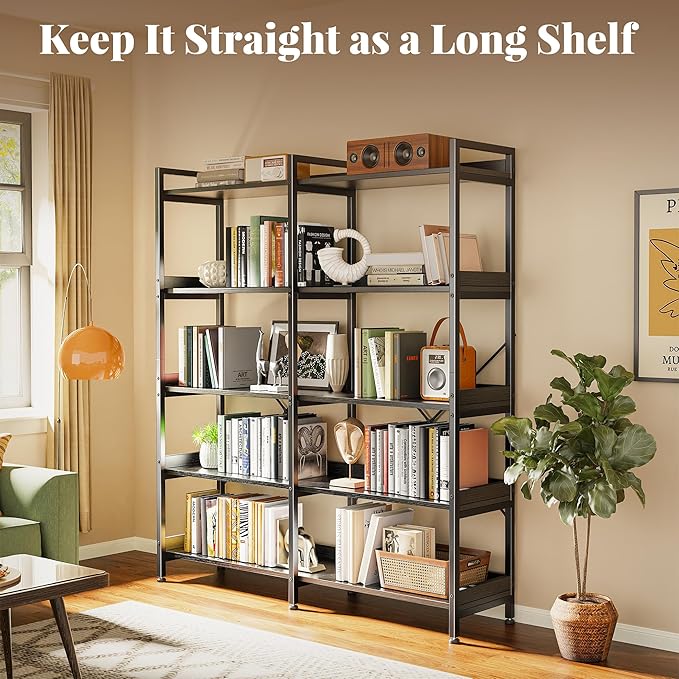 Huuger 5 Tier Bookshelf, Display Bookshelf - Image 4
