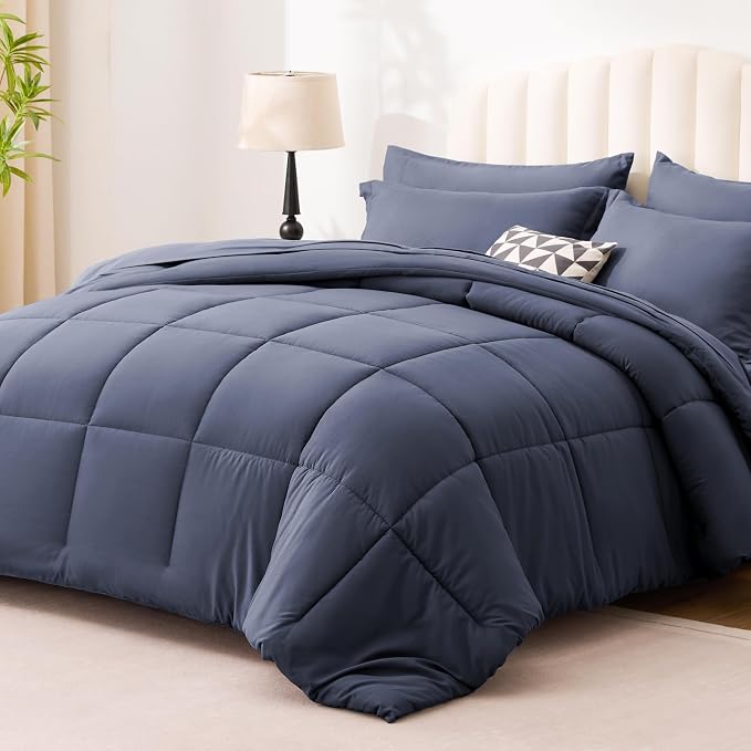 Love's cabin Full Comforter Set Indigo Blue, 7 Pieces Full Bed in a Bag - Image 2