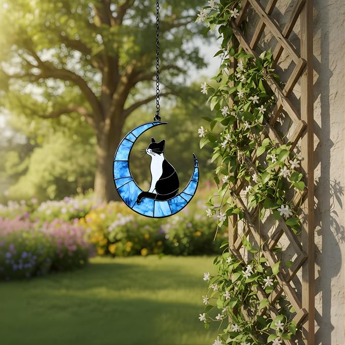 Crescent Moon Cat Memorial Acrylic Suncatcher - Image 2