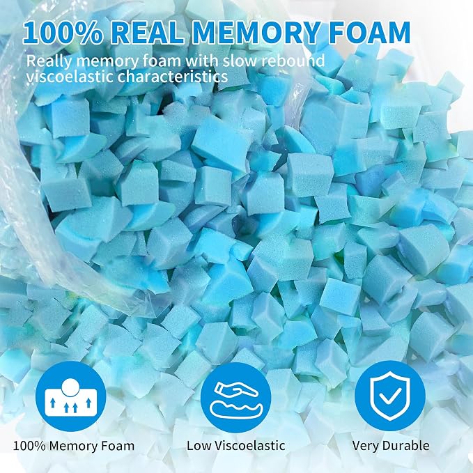Welacer Bean Bag Filler, 20lbs Blue Shredded Memory Foam Filling - Image 2