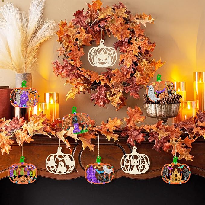 36PCS Wooden Pumpkins Ornaments to Paint Halloween Thanksgiving Decoration - Image 4