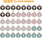Aylifu 40pcs Round Enamel Cross Charms Alloy Crucifix Charm Pendants - Image 2