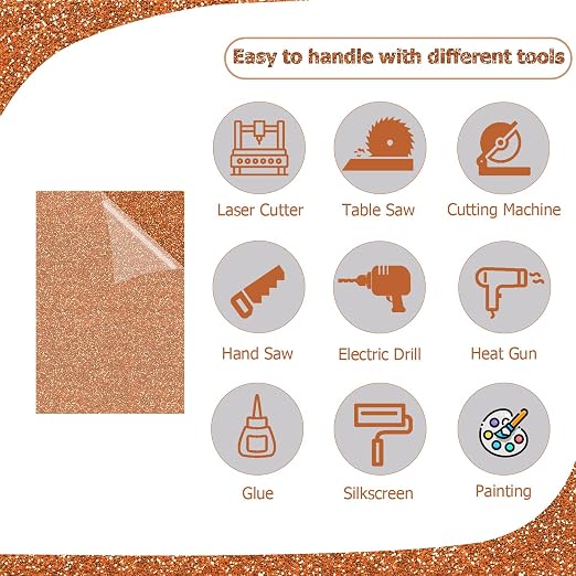2 Pack 8'' x 12'' Glitter Orange Acrylic Sheet, 3mm Thick Acrylic Plexiglass - Image 4