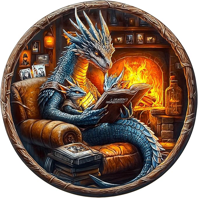 KAAYEE Wooden Puzzles for Adults, 3D Visual Effect Dragon Family Night Reading - Image 9