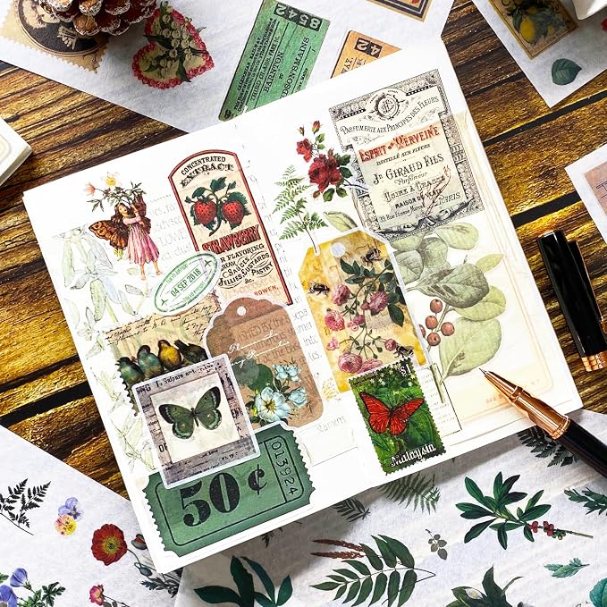 Vintage Washi Stickers for Scrapbooking, Aesthetic Sticker Book for Journaling - Image 5