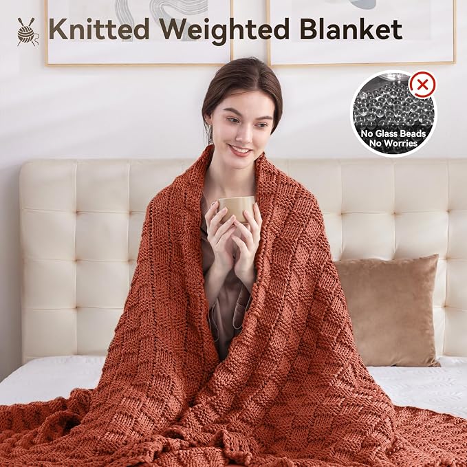 Knitted Weighted Blanket Adult, No Beads Heavy Blanket 60” x 80'' 17lbs - Image 5