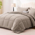 Love's cabin California King Comforter Set Light Brown, 7 Pieces California - Image 2