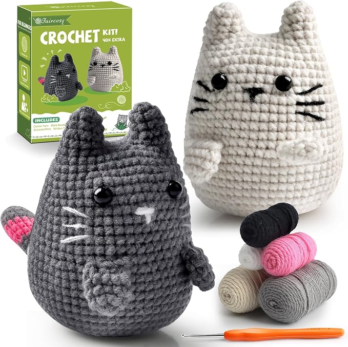 Faircosy Crochet Animals Kit for Beginners: Learn to Crochet Cats by Faircosy