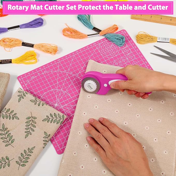 Rotary Cutter and Mat Set, Audab Self Healing Sewing Mats Shirt Cutter 45mm - Image 7