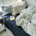 MKXI Twin Duvet Cover Set Blue White Floral Print by MKXI