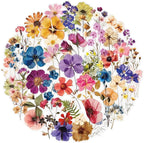 50 PCS Pressed Flowers Stickers Pack, Cute Waterproof PET Transparent Sticker - Image 2
