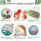 EWJRNSF 6 PCS Flowers Diamond Art Coasters DIY Kit - Image 3