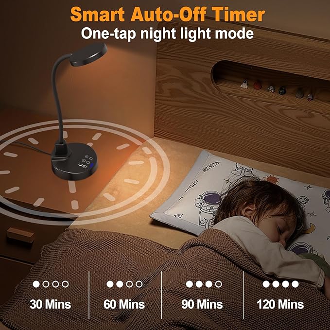 15W LED Desk Lamp with USB Charging Ports, Dimmable Table Lamp with 3 Color - Image 8