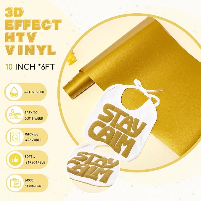 Tintnut Golden Palm Puff Heat Transfer Vinyl Roll, easy cut & weed, stretch - Image 2