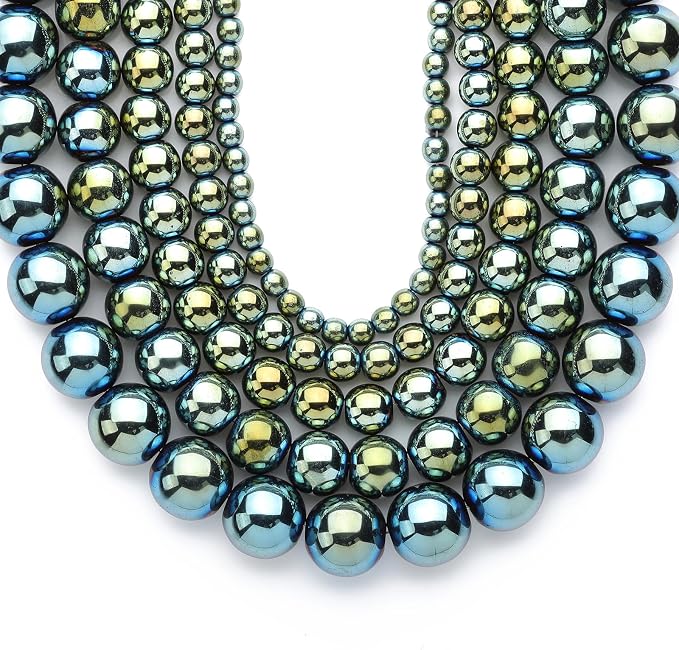 Zenkeeper 108Pcs Green Hematite Stones Beads Spacer Loose Beads Bulk by Zenkeeper