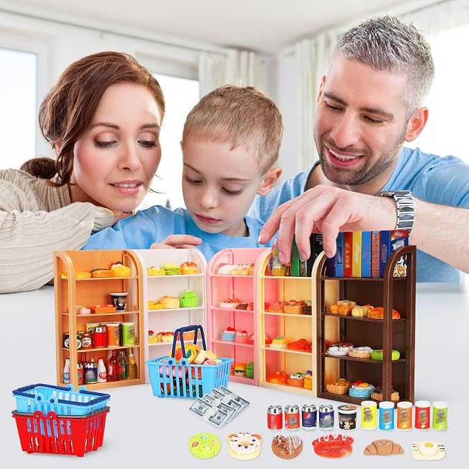 170Pcs Miniature Supermarket Shelves Furniture Model Doll House Store Storage - Image 6