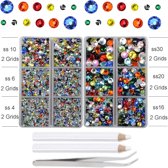 10000Pcs 2-Boxes Mixed Size Hot Fix Round Crystals Gems Glass Stones Hotfix - Image 3