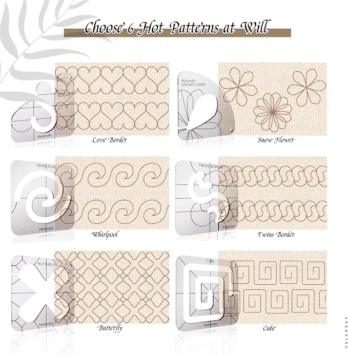 6 Pcs Free Motion Quilting Template Series - Image 2