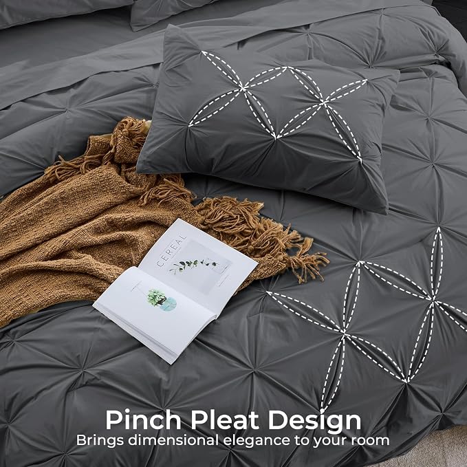 Sasttie Twin XL Comforter Set, 5-Piece Bed in a Bag, Pintuck Bedding Set - Image 4