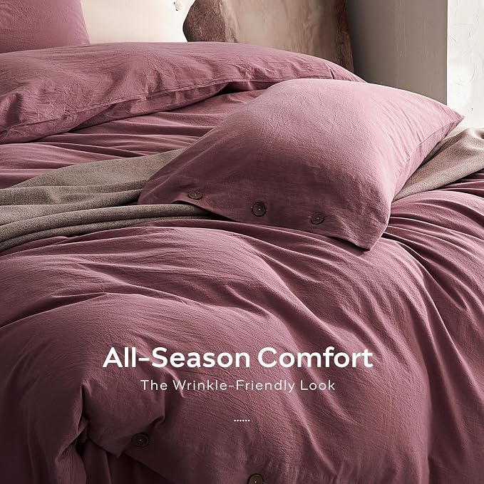 JELLYMONI 100% Washed Cotton Duvet Cover Twin – Soft, Breathable Linen-Look - Image 5