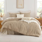 Andency Taupe California King Comforter Set, Boho Cal King Soft Warm Tufted - Image 2
