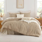 Andency Taupe Comforter Set Full Size, Boho Soft Warm Tufted Bedding Comforter - Image 2
